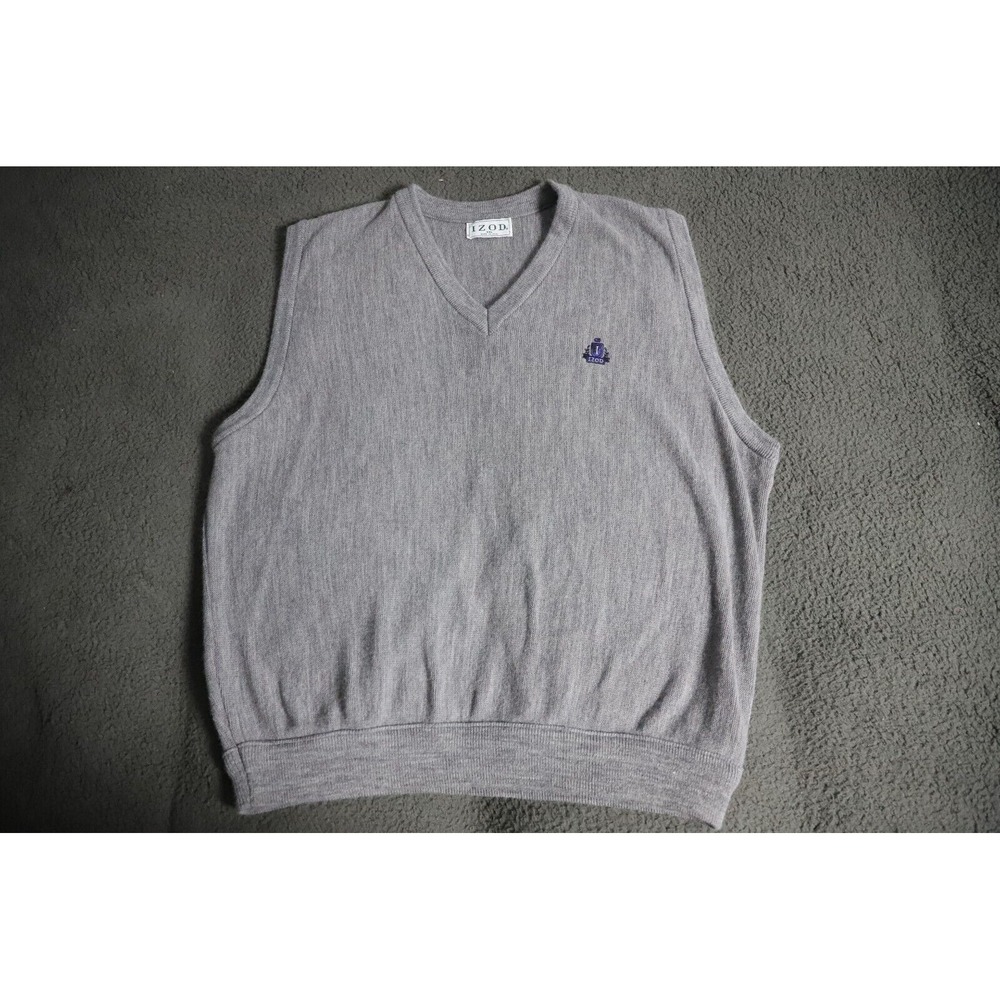 VTG Izod Golf Vest Sweater Mens XXL Gray Made in USA Knit Pullover Classic Prep